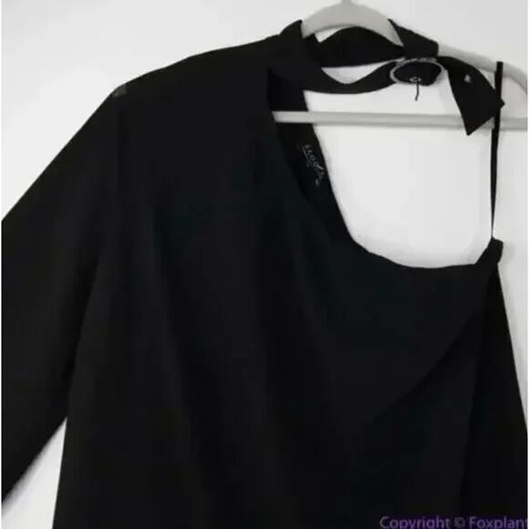 New! Eloquii‎ Black One Shoulder Dress with Buckle Detail, women's plus size 26 - Picture 5 of 16